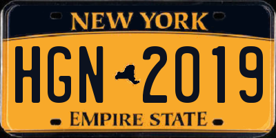 NY license plate HGN2019