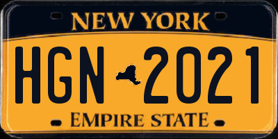 NY license plate HGN2021