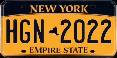 NY license plate HGN2022