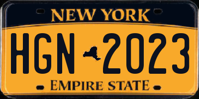 NY license plate HGN2023