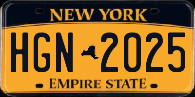 NY license plate HGN2025