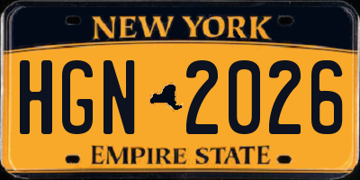 NY license plate HGN2026