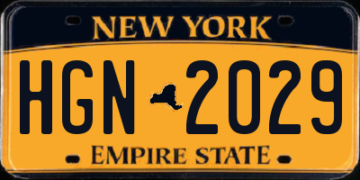 NY license plate HGN2029