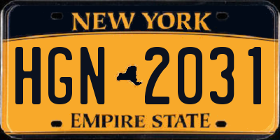 NY license plate HGN2031