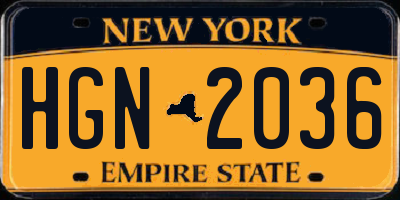 NY license plate HGN2036