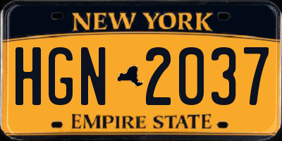 NY license plate HGN2037