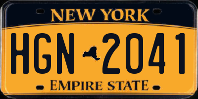 NY license plate HGN2041