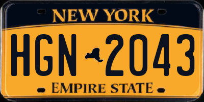 NY license plate HGN2043