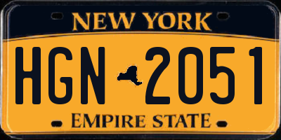 NY license plate HGN2051