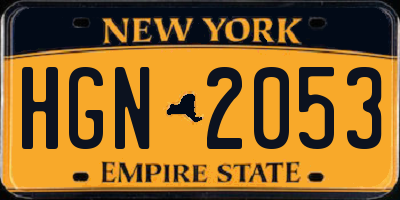 NY license plate HGN2053