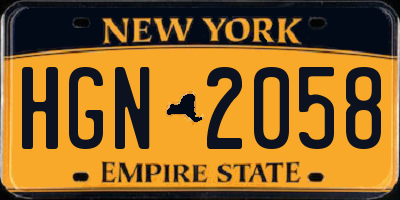 NY license plate HGN2058