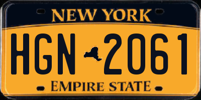 NY license plate HGN2061