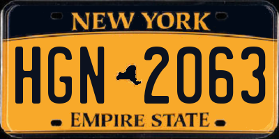 NY license plate HGN2063