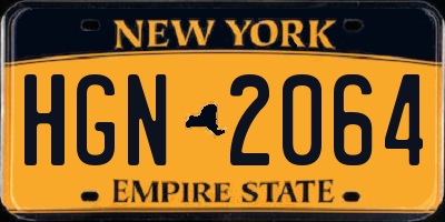 NY license plate HGN2064