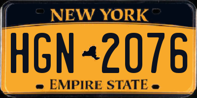 NY license plate HGN2076