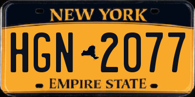 NY license plate HGN2077