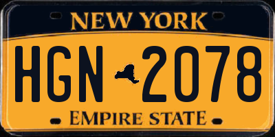 NY license plate HGN2078