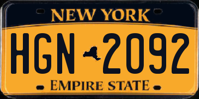 NY license plate HGN2092