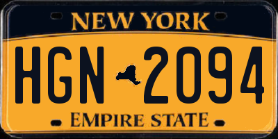 NY license plate HGN2094