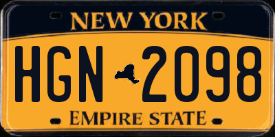 NY license plate HGN2098