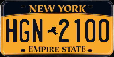 NY license plate HGN2100