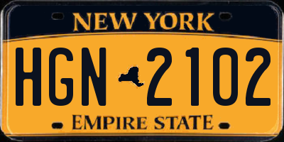 NY license plate HGN2102