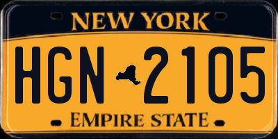 NY license plate HGN2105