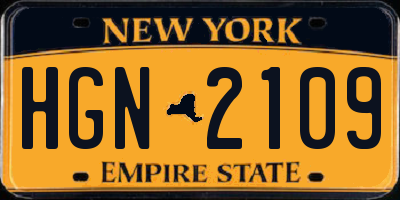 NY license plate HGN2109