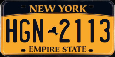 NY license plate HGN2113