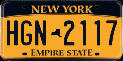 NY license plate HGN2117