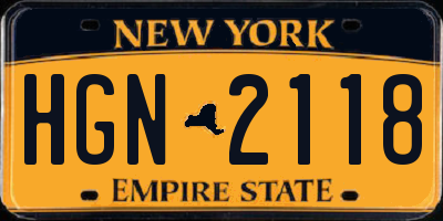 NY license plate HGN2118