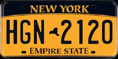 NY license plate HGN2120