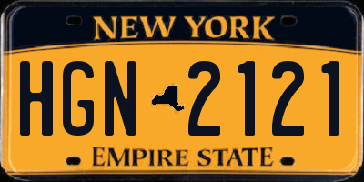 NY license plate HGN2121