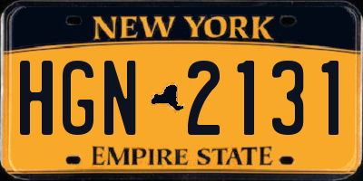 NY license plate HGN2131