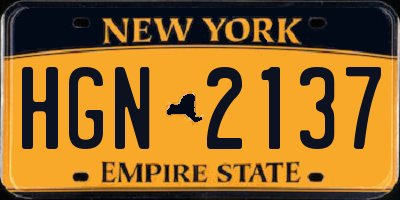 NY license plate HGN2137