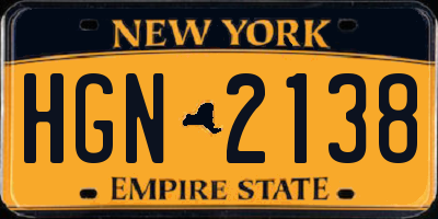 NY license plate HGN2138