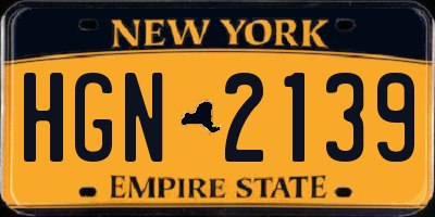 NY license plate HGN2139