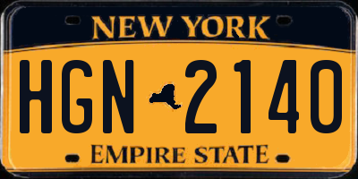 NY license plate HGN2140