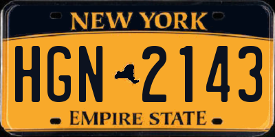 NY license plate HGN2143