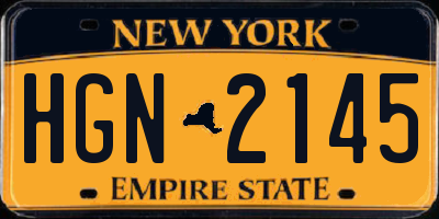 NY license plate HGN2145