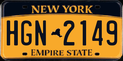 NY license plate HGN2149