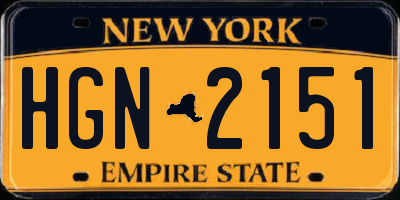 NY license plate HGN2151