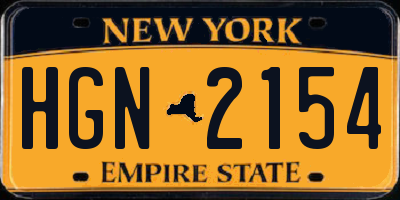 NY license plate HGN2154