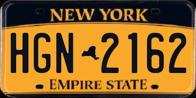 NY license plate HGN2162