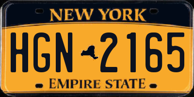 NY license plate HGN2165