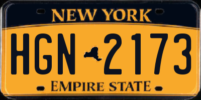 NY license plate HGN2173