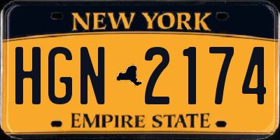 NY license plate HGN2174