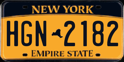 NY license plate HGN2182