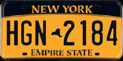 NY license plate HGN2184