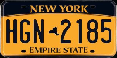 NY license plate HGN2185